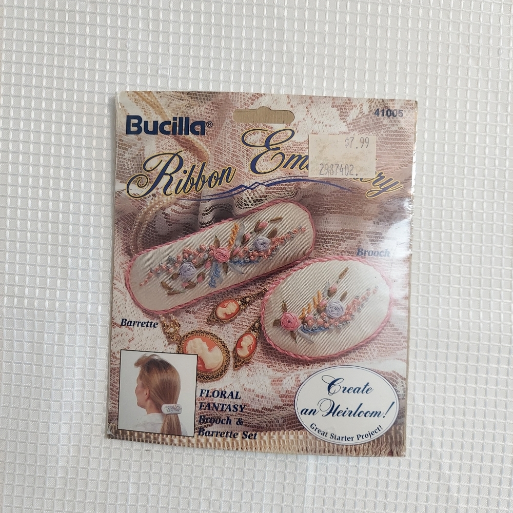 Ribbon Embroidery Kit Brooch Barrette Set Floral Fantasy 41005 Craft